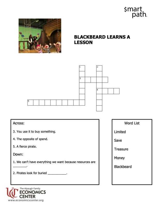 A preview image of the lesson crossword work sheet
