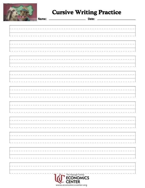 A preview image of the lesson cursive practice work sheet
