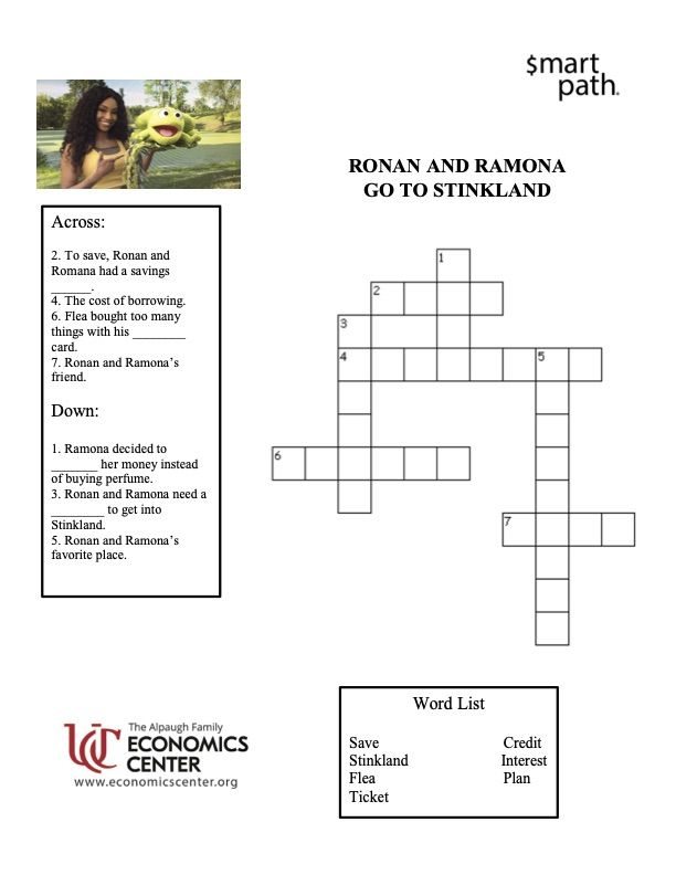 A preview image of the lesson crossword sheet