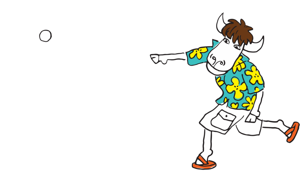 An illustration of a bison boy from the smartpath platform throwing a snowball